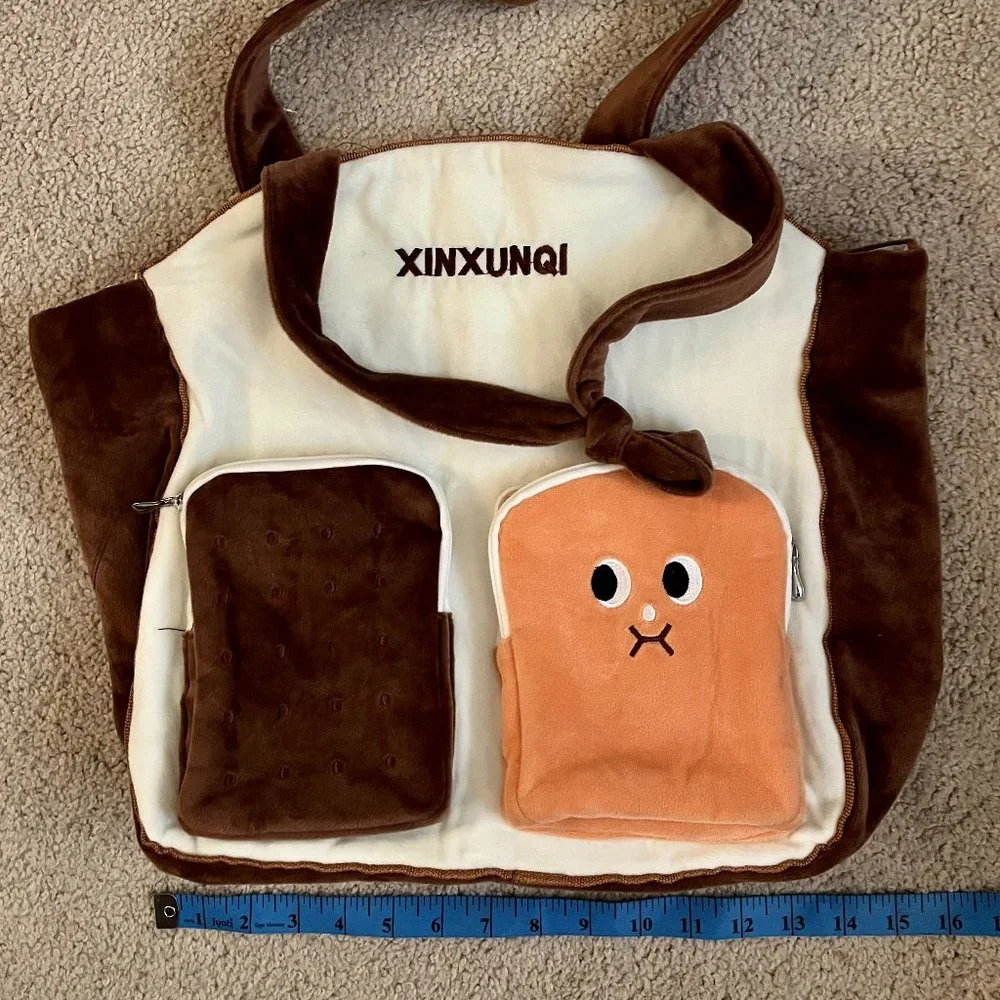 Plush Ice Cream Sandwich & Toast Tote Bag | NWOT | Cute & Kawaii Eccentric Tote - Picture 4 of 14